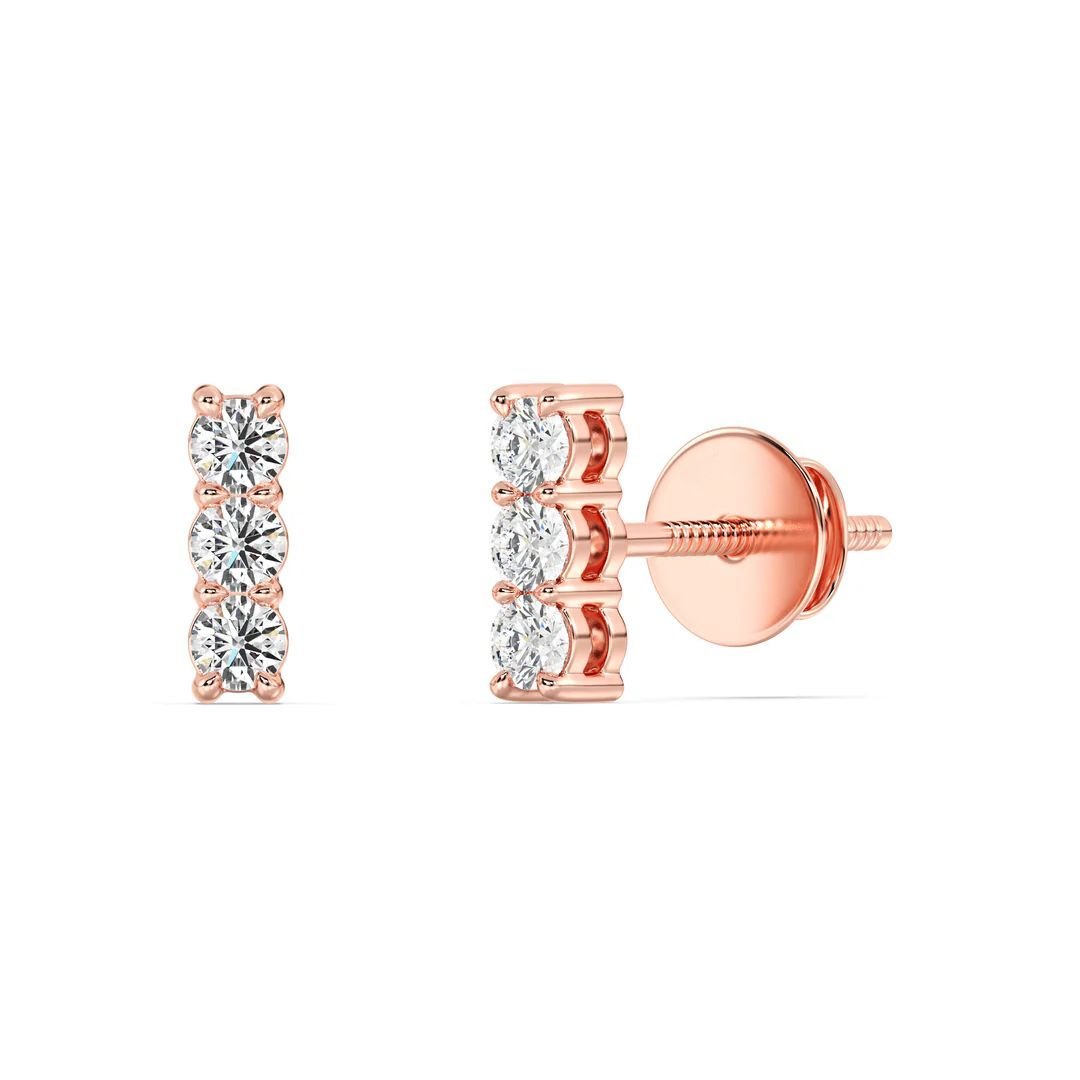 Lab Grown Diamond Bar Stud Earrings - Image 4