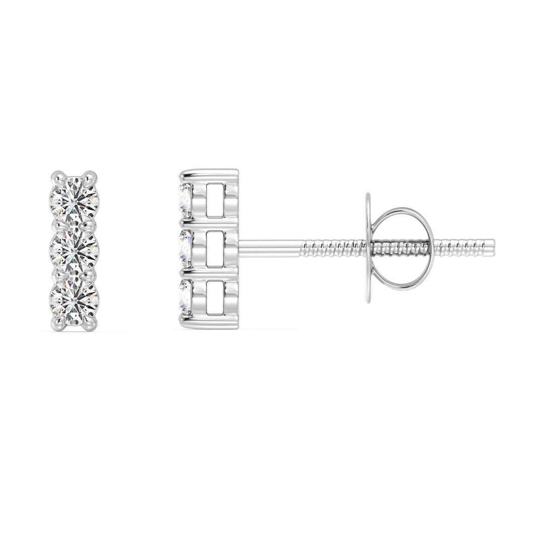 Lab Grown Diamond Bar Stud Earrings - Image 9