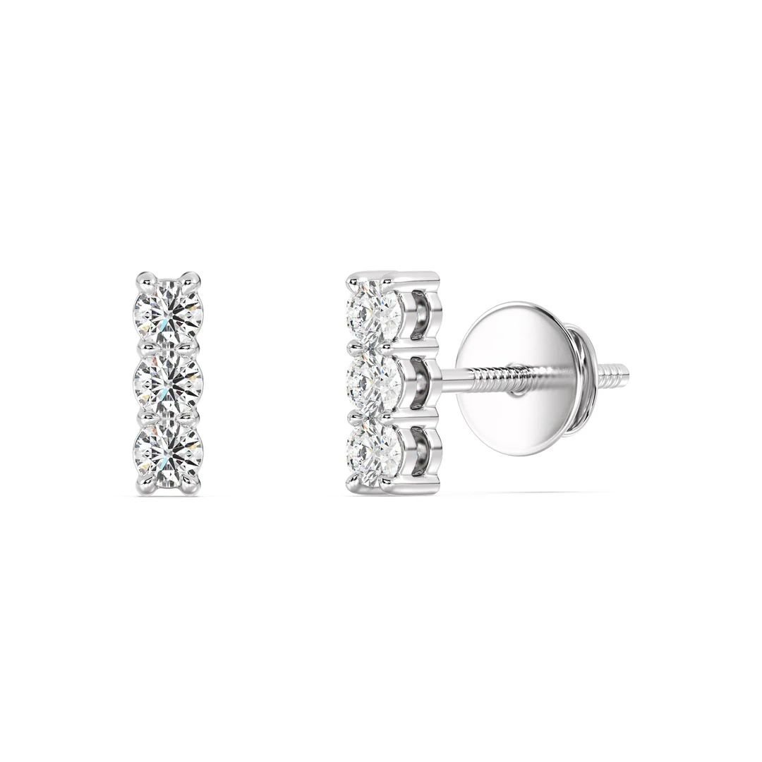 Lab Grown Diamond Bar Stud Earrings - Image 7