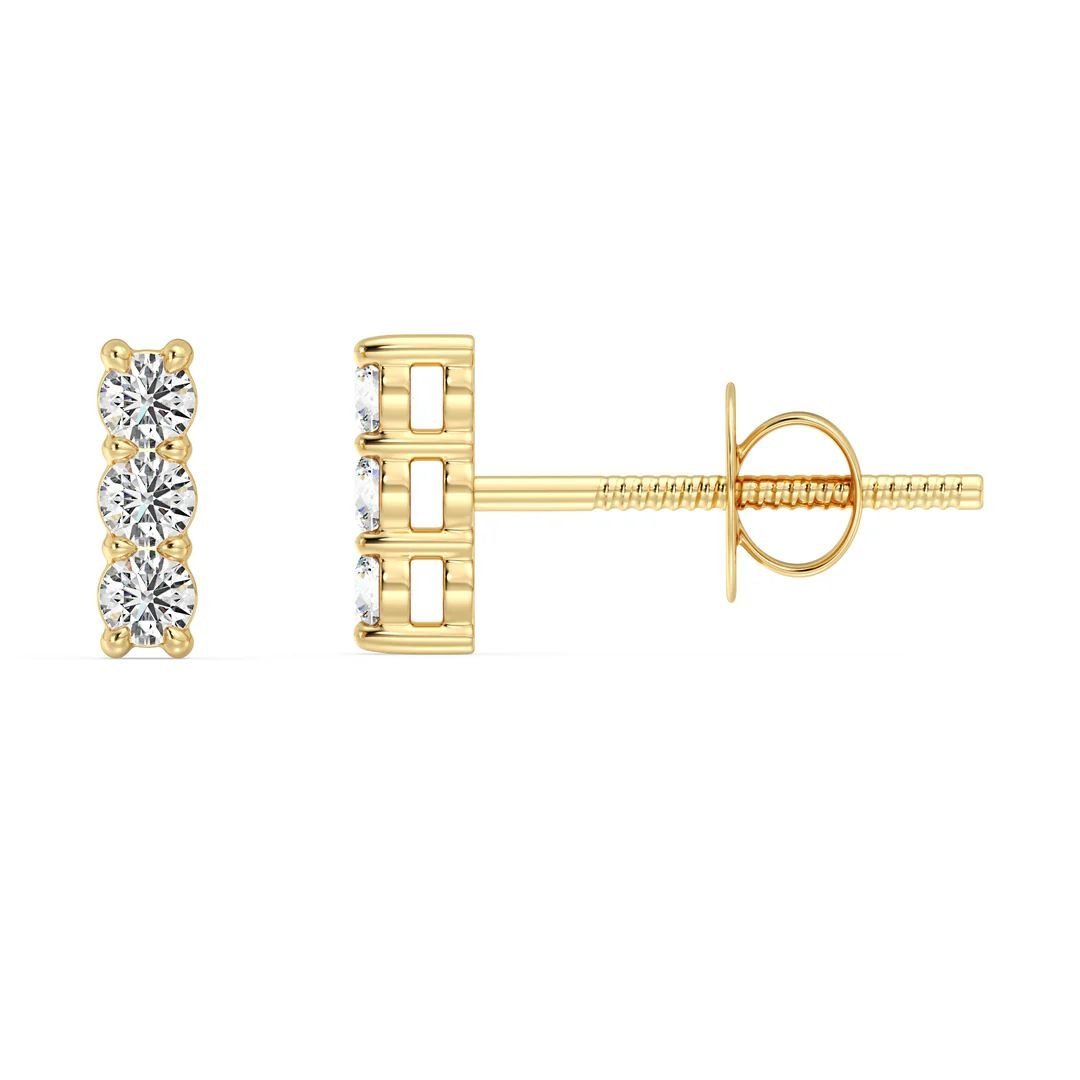 Lab Grown Diamond Bar Stud Earrings - Image 3