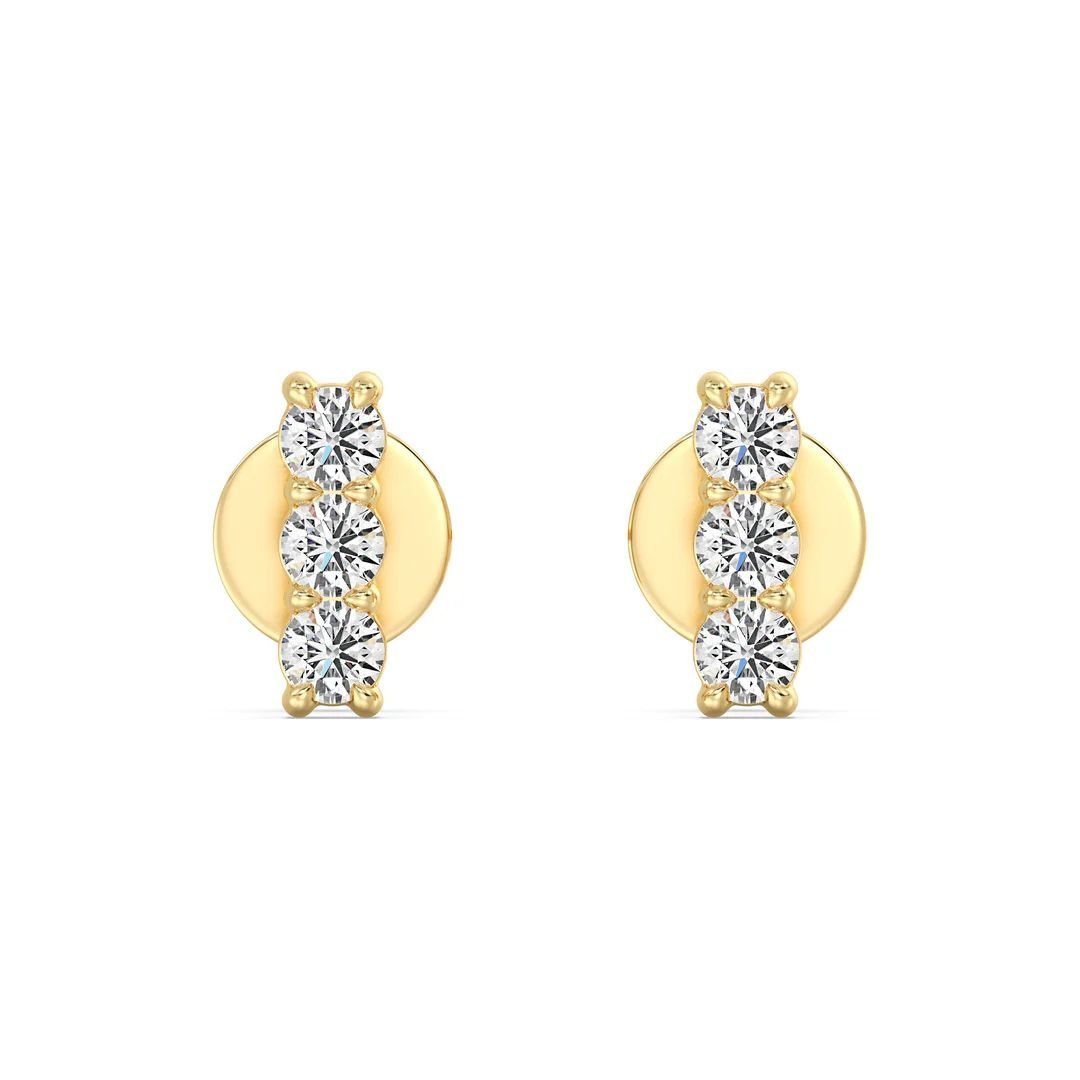 Lab Grown Diamond Bar Stud Earrings - Image 2