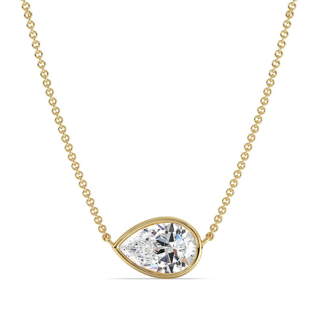 Pear Bezel Solitaire Pendant Necklace