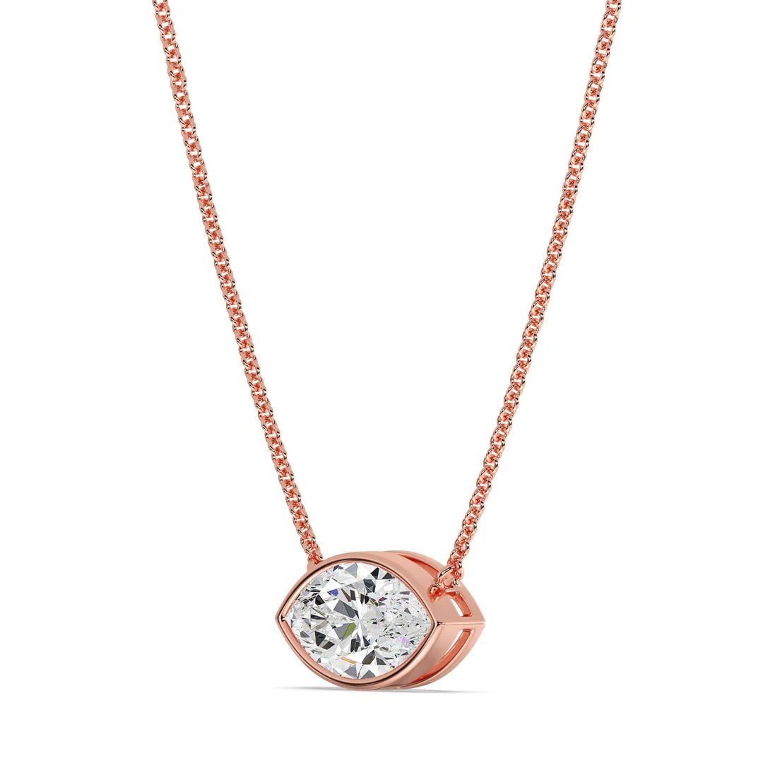 Marquise-Cut Bezel Solitaire Pendant Necklace - Image 10