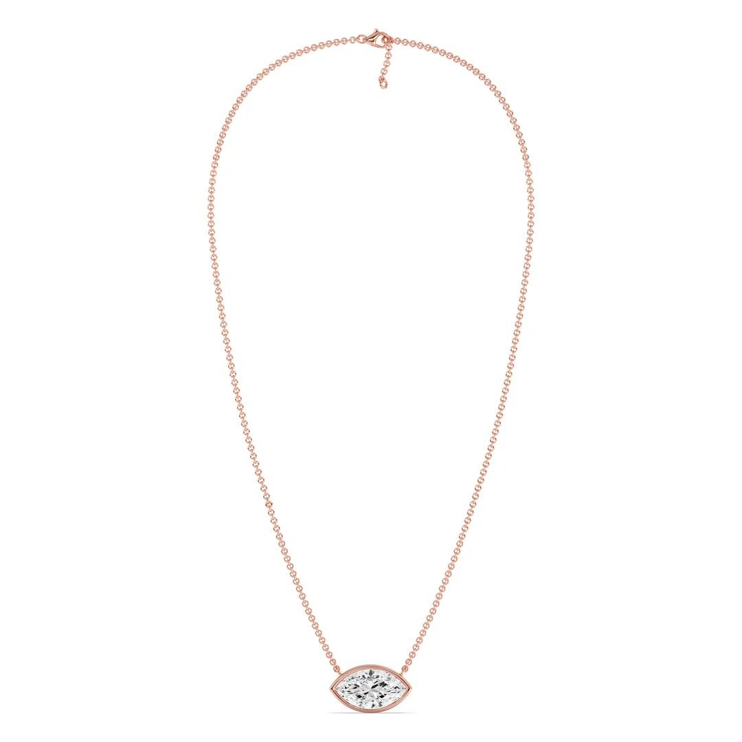 Marquise-Cut Bezel Solitaire Pendant Necklace - Image 12