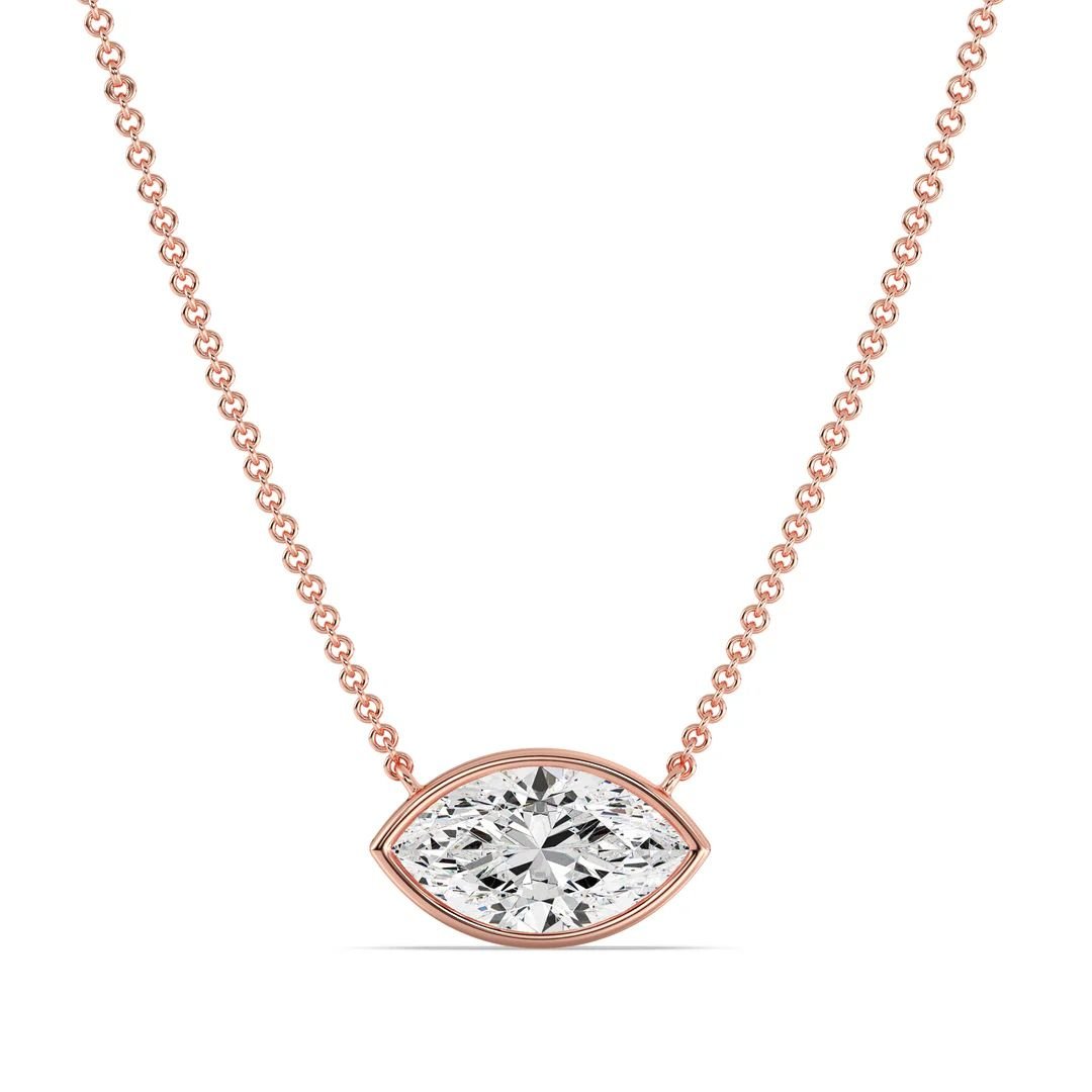 Marquise-Cut Bezel Solitaire Pendant Necklace - Image 9