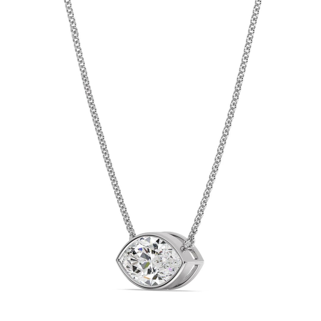 Marquise-Cut Bezel Solitaire Pendant Necklace - Image 6