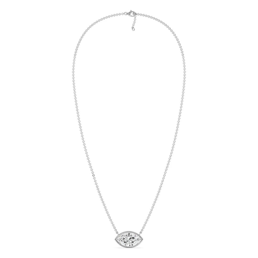 Marquise-Cut Bezel Solitaire Pendant Necklace - Image 8
