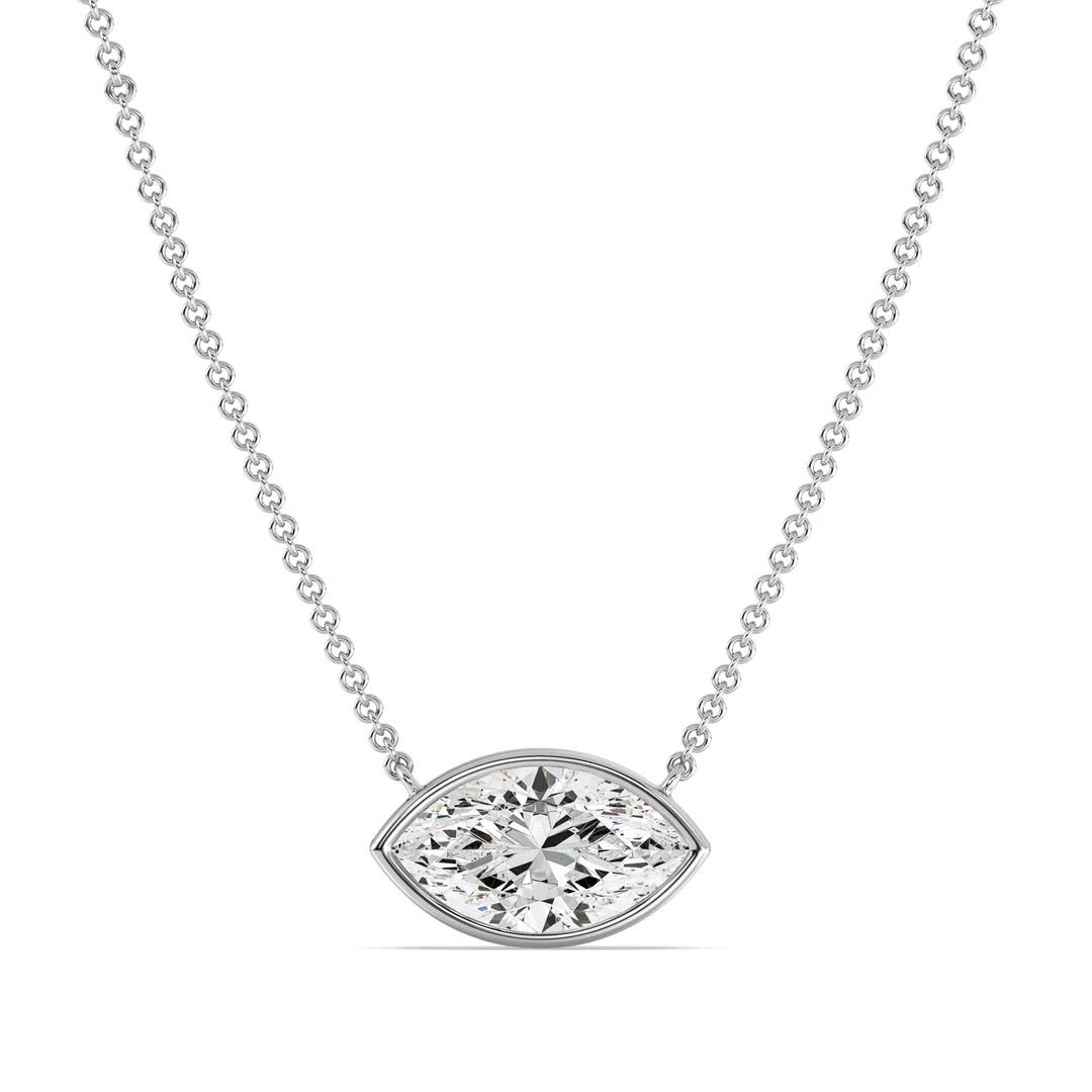 Marquise-Cut Bezel Solitaire Pendant Necklace - Image 5