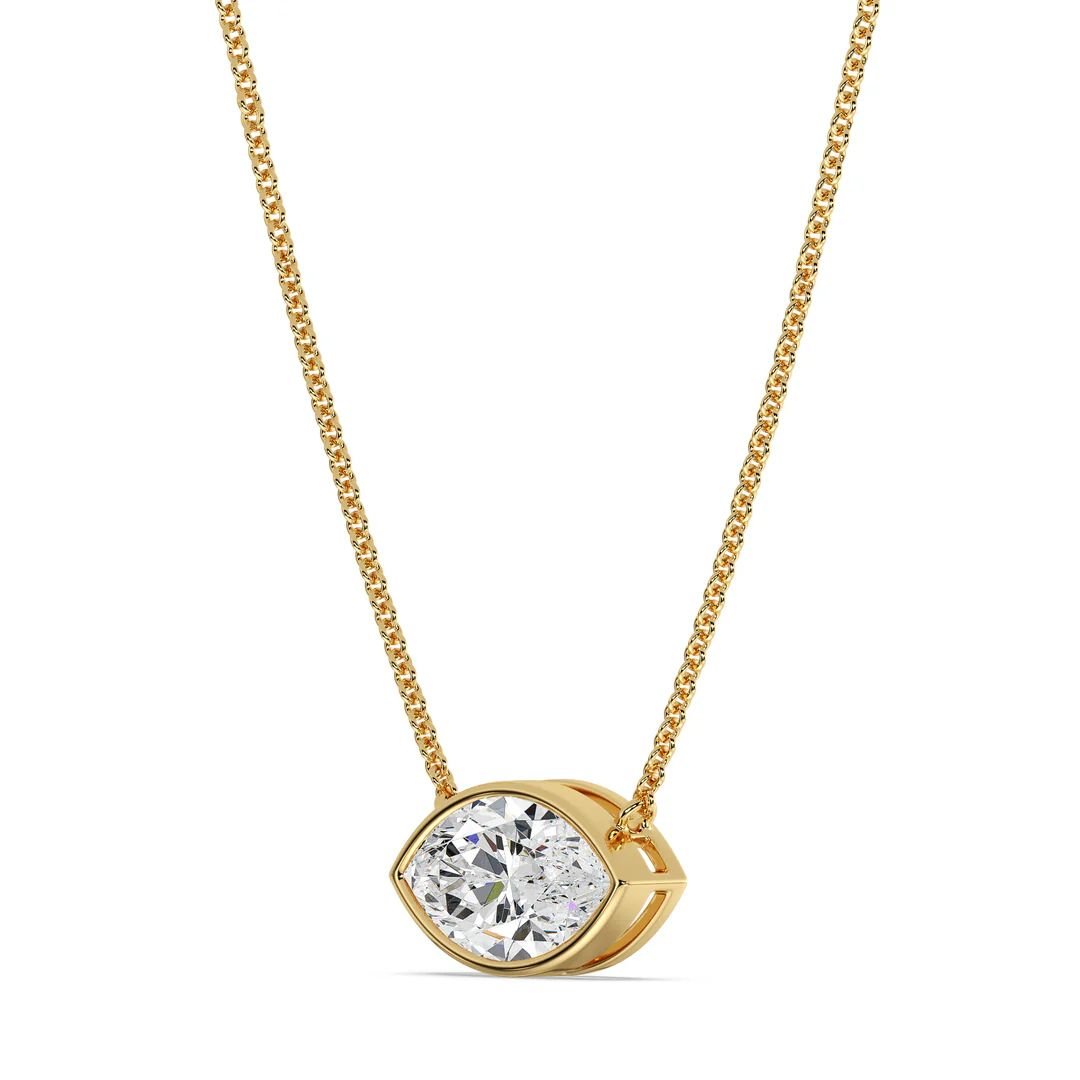 Marquise-Cut Bezel Solitaire Pendant Necklace - Image 2