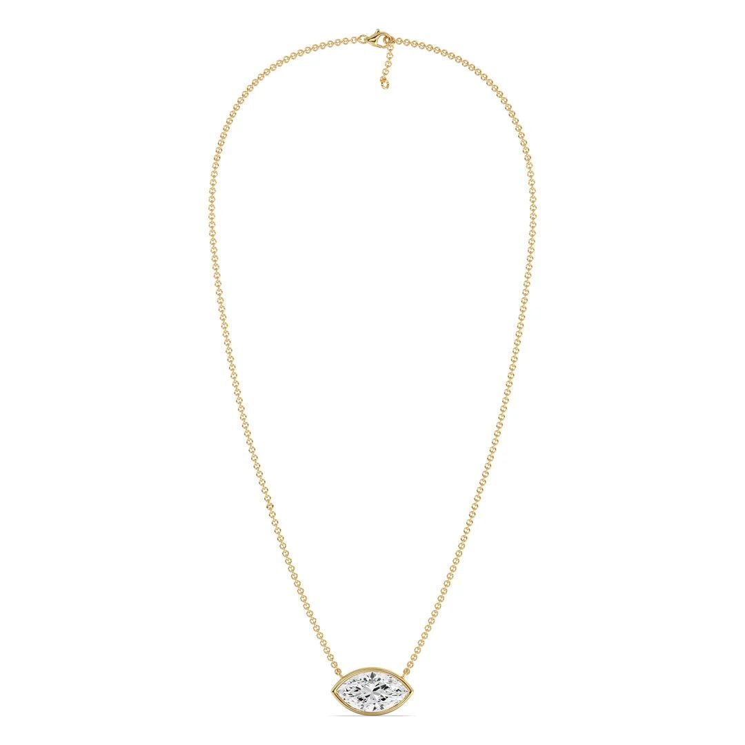 Marquise-Cut Bezel Solitaire Pendant Necklace - Image 4