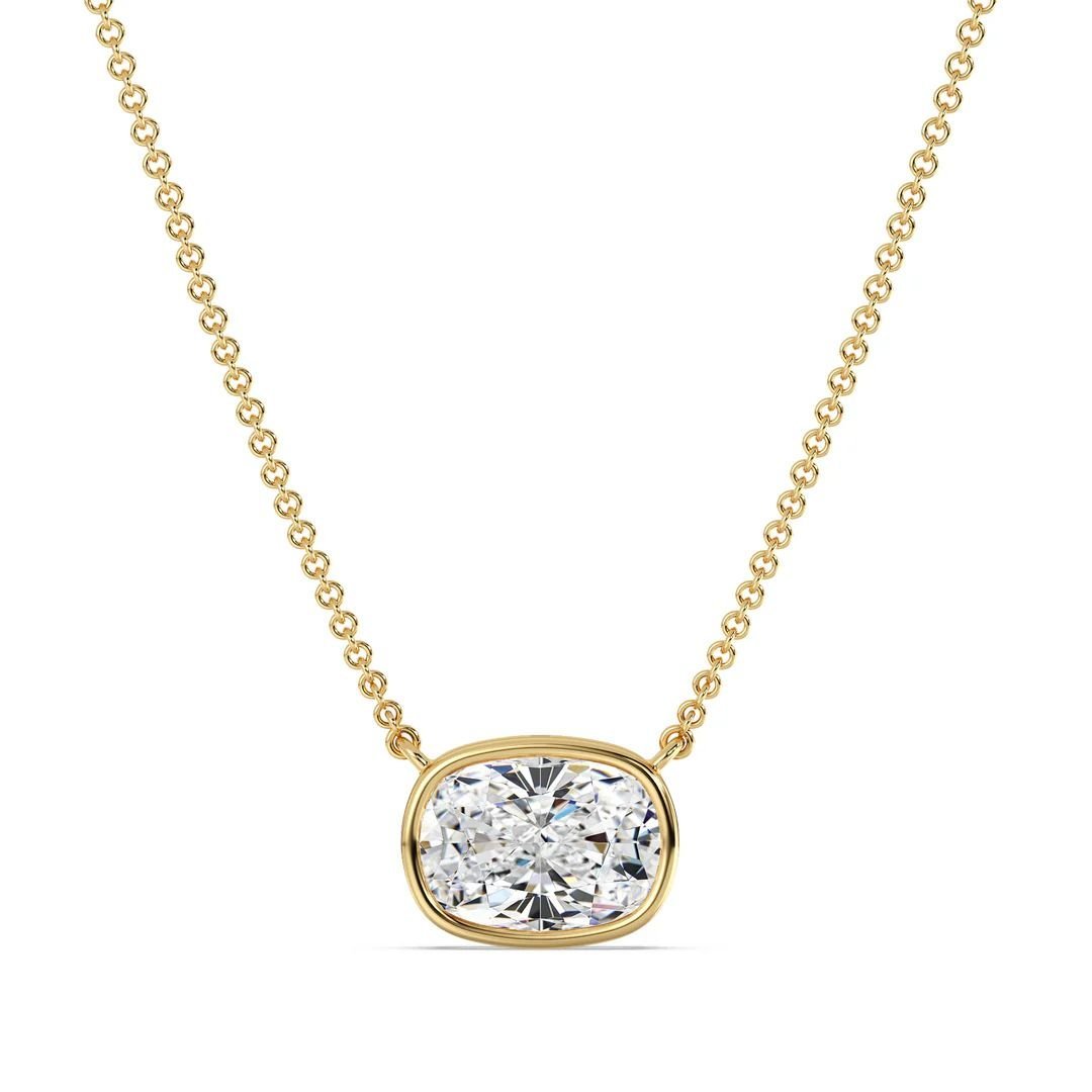 Cushion-Cut Bezel Solitaire Pendant Necklace
