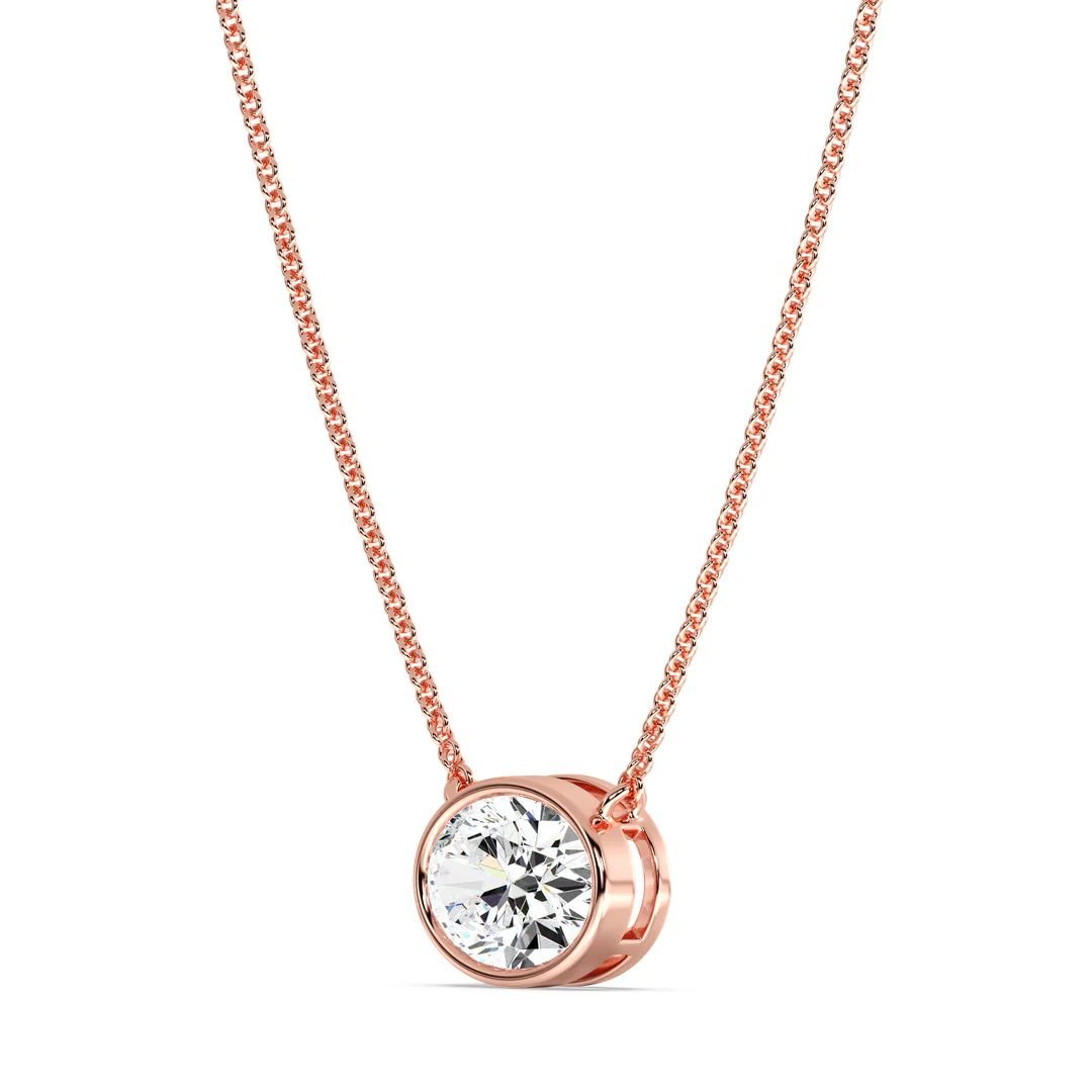 Oval Bezel-Set Solitaire Pendant Necklace - Image 10