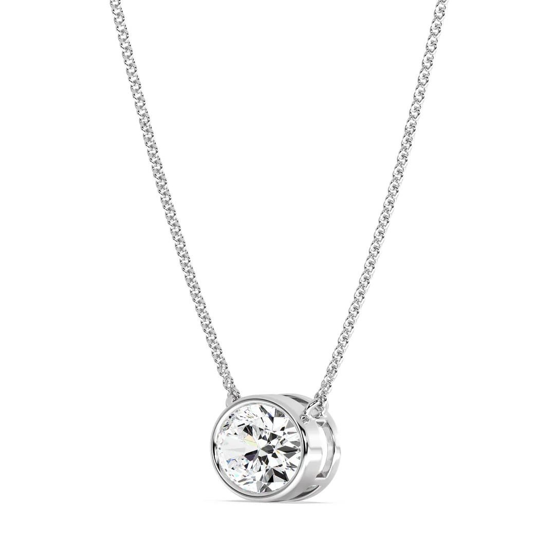Oval Bezel-Set Solitaire Pendant Necklace - Image 6