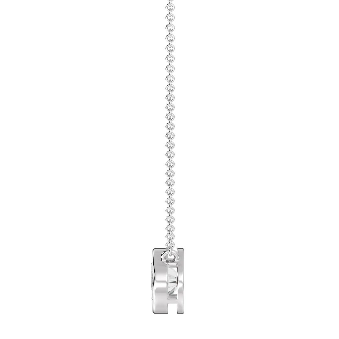 Oval Bezel-Set Solitaire Pendant Necklace - Image 8