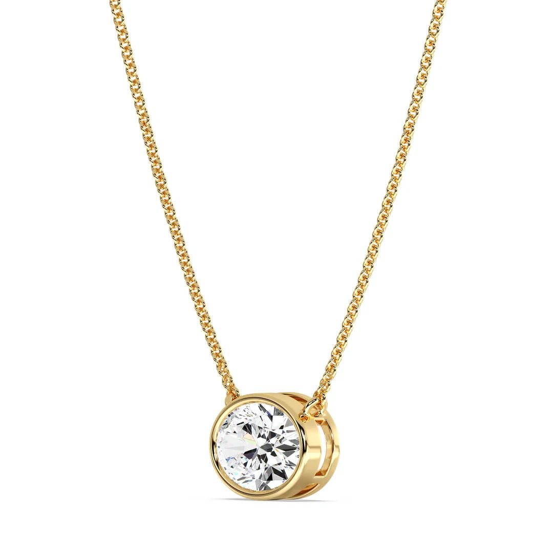 Oval Bezel-Set Solitaire Pendant Necklace - Image 2
