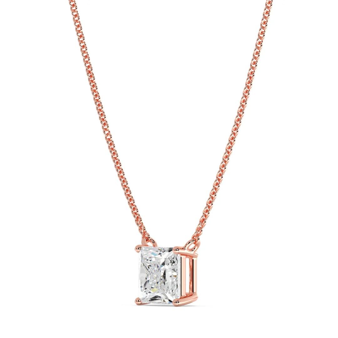 Princess Cut Solitaire Pendant Necklace - Image 10