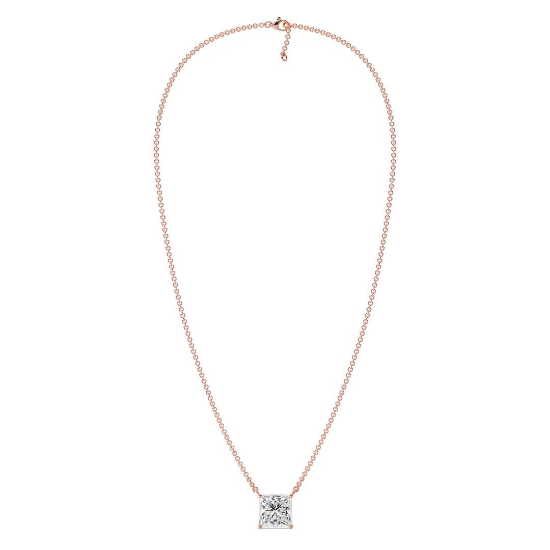Princess Cut Solitaire Pendant Necklace - Image 12