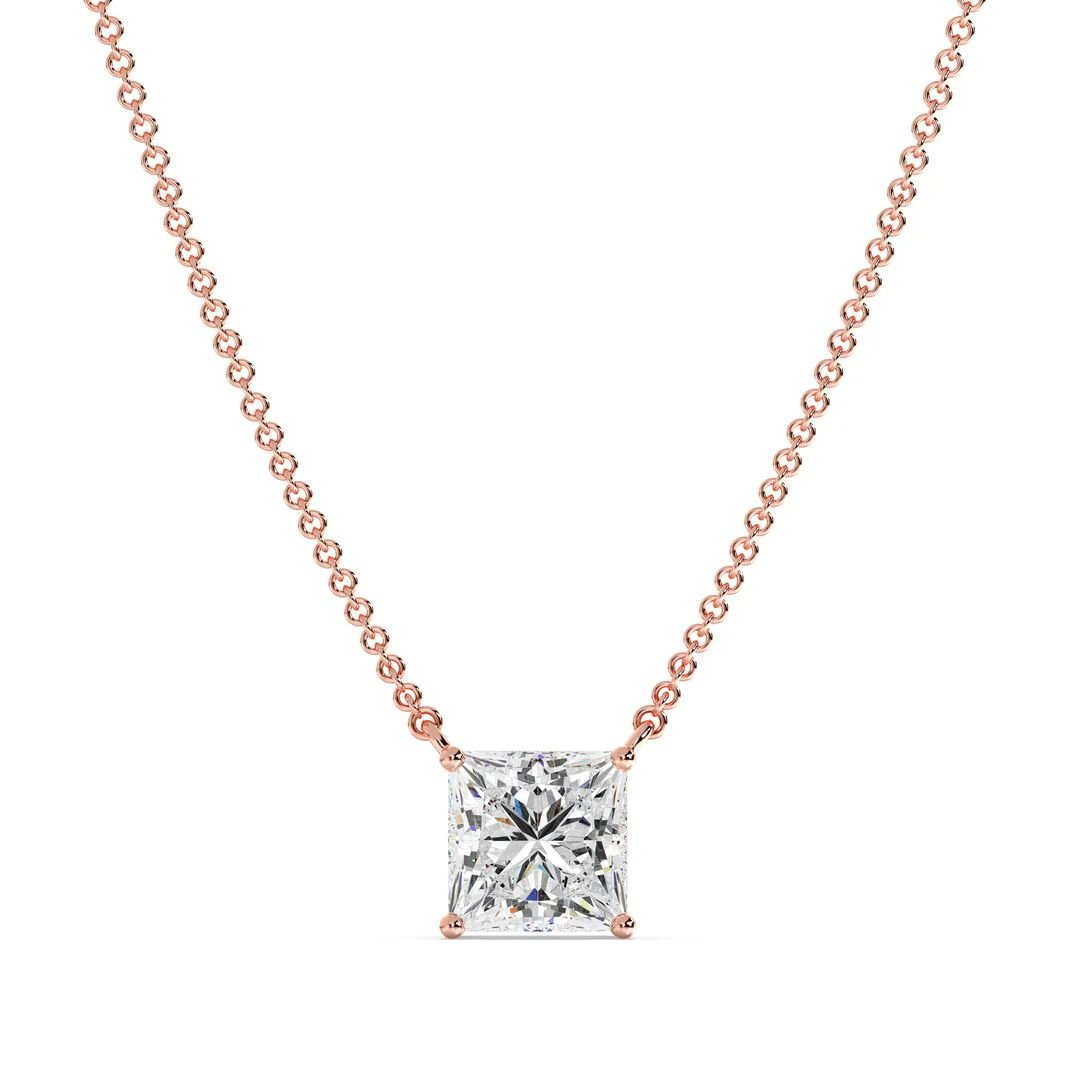 Princess Cut Solitaire Pendant Necklace - Image 9
