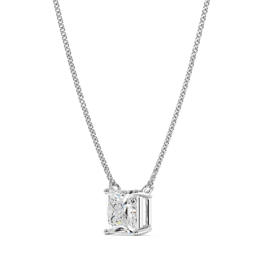 Princess Cut Solitaire Pendant Necklace - Image 6