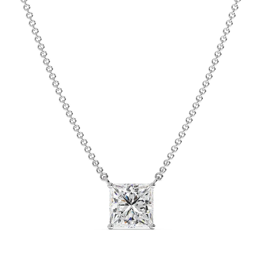 Princess Cut Solitaire Pendant Necklace - Image 5