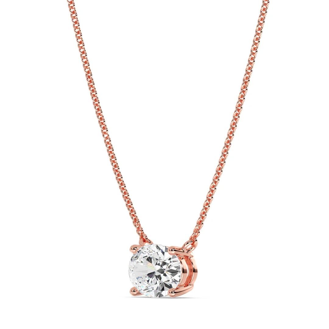 Oval Lab-Grown Diamond Solitaire Necklace - Image 6