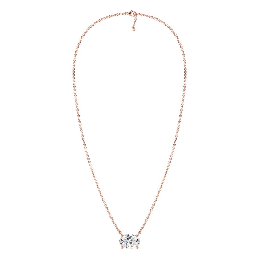 Oval Lab-Grown Diamond Solitaire Necklace - Image 7