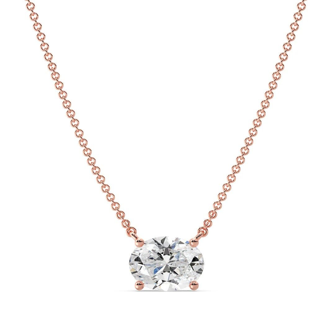 Oval Lab-Grown Diamond Solitaire Necklace - Image 5