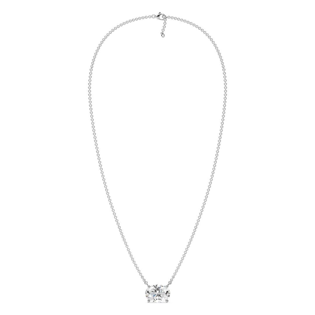 Oval Lab-Grown Diamond Solitaire Necklace - Image 11
