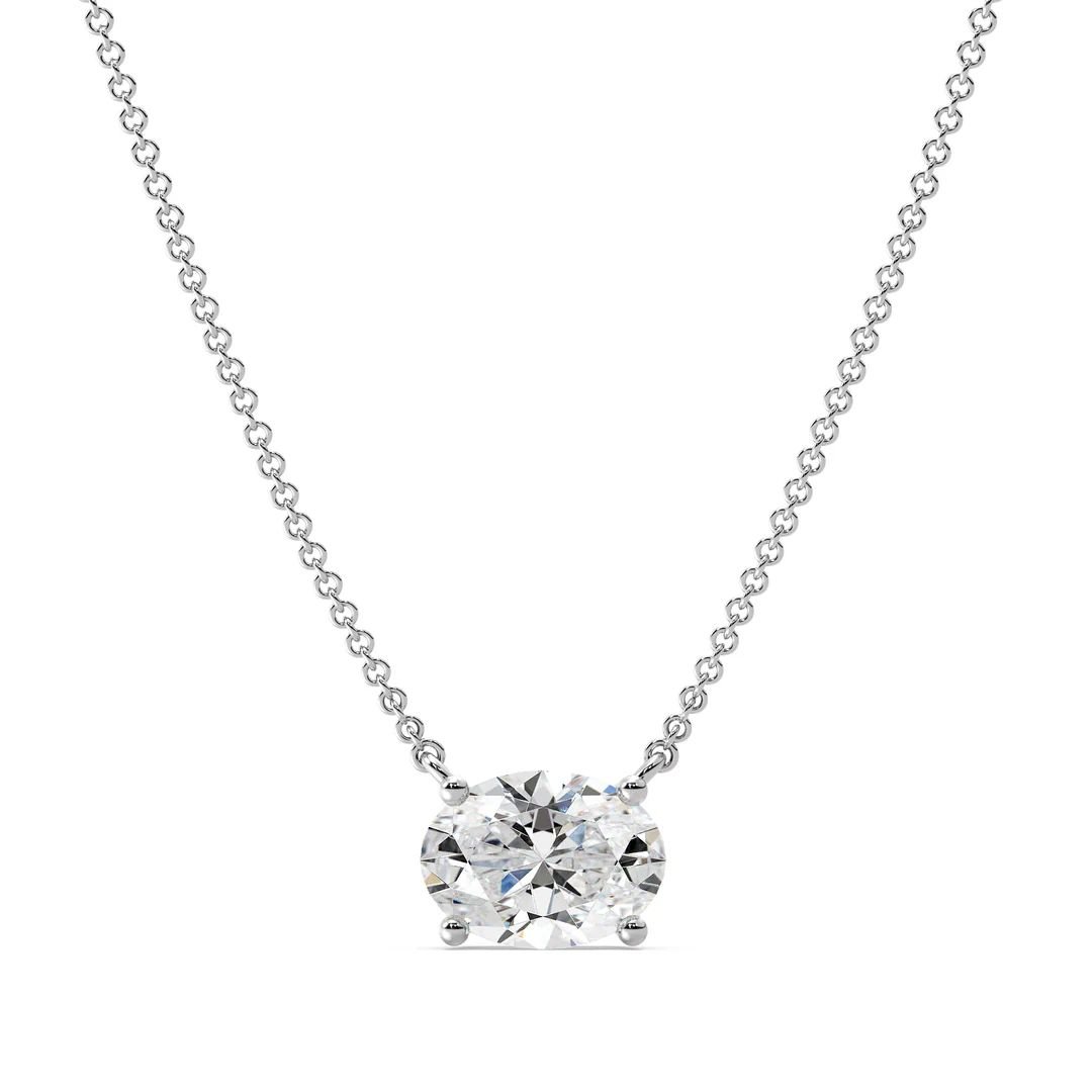 Oval Lab-Grown Diamond Solitaire Necklace - Image 9