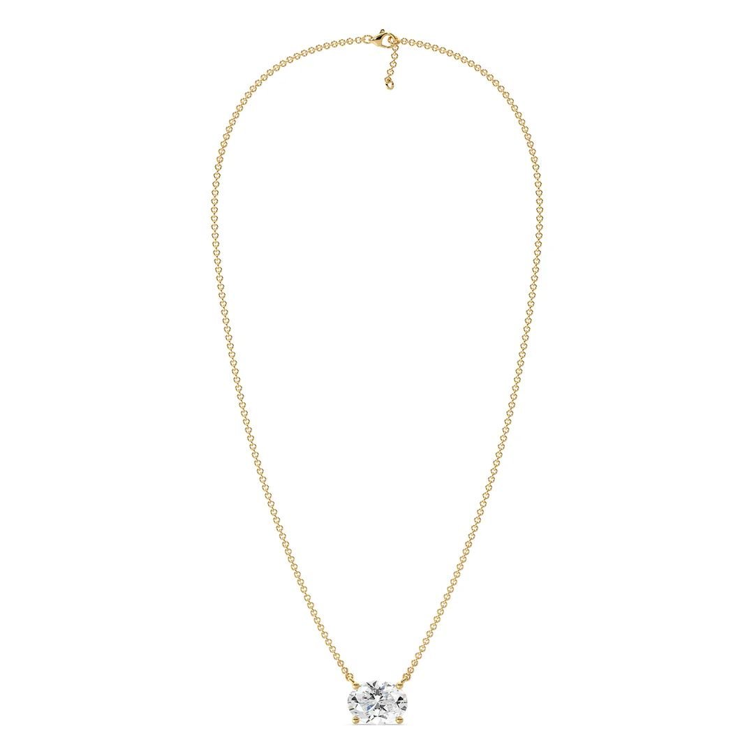 Oval Lab-Grown Diamond Solitaire Necklace - Image 3