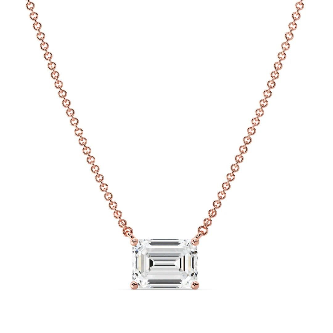 Emerald Solitaire Pendant Necklace - Image 9