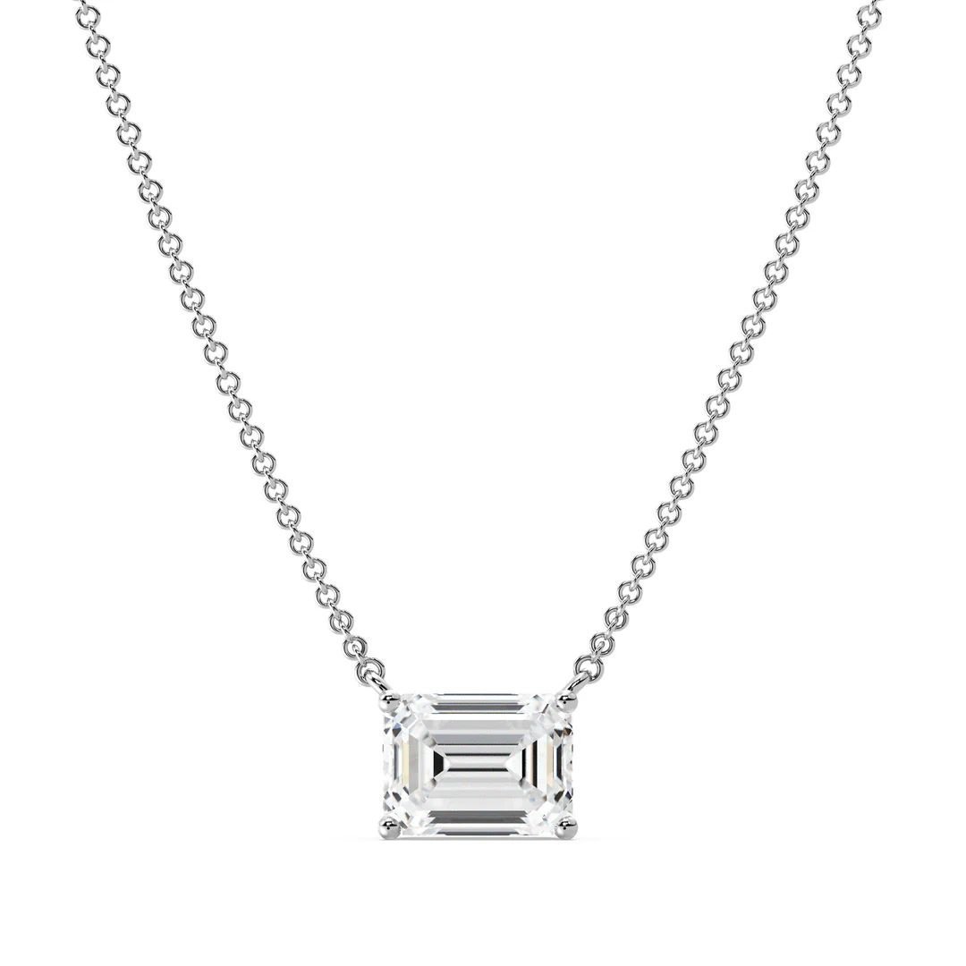 Emerald Solitaire Pendant Necklace - Image 5