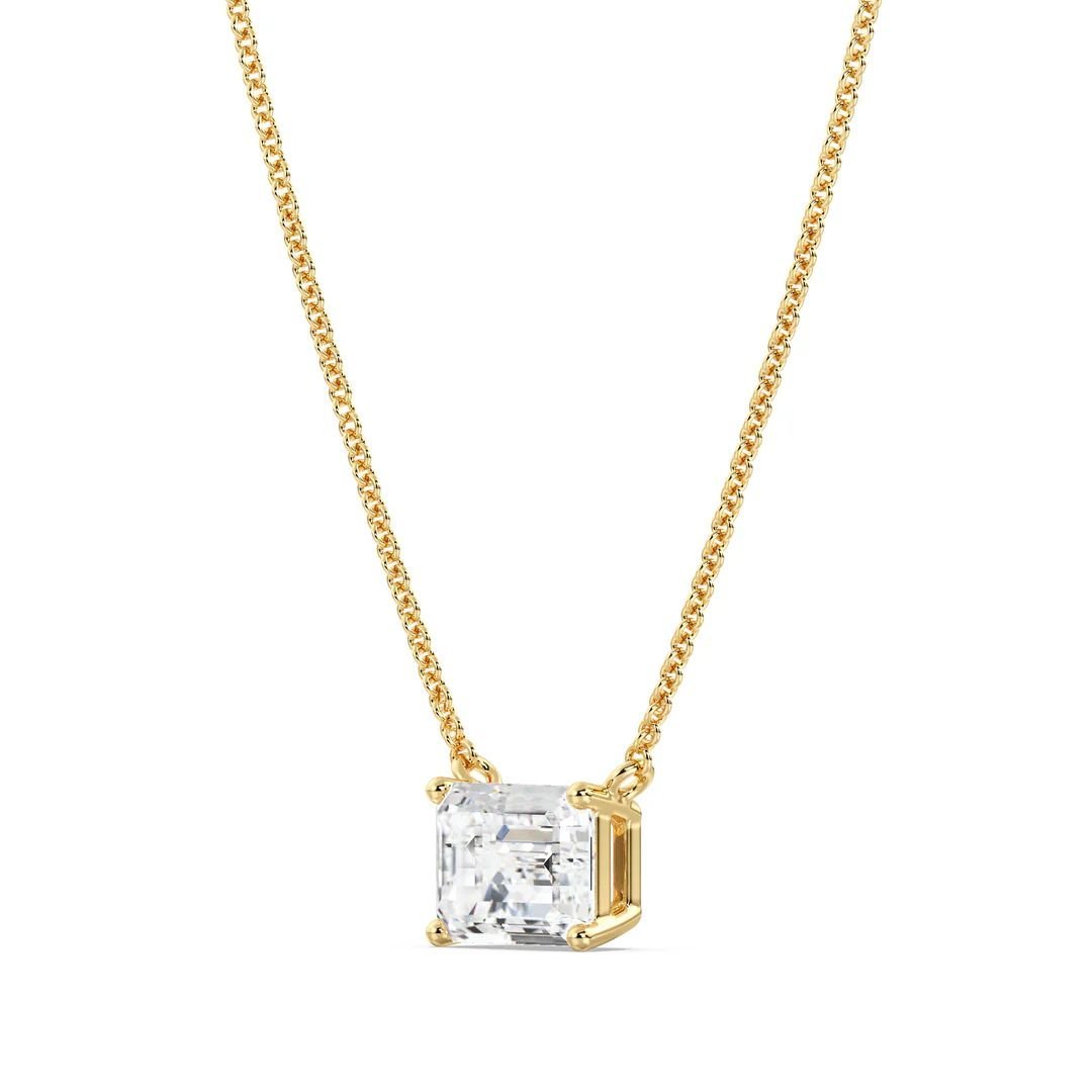 Emerald Solitaire Pendant Necklace - Image 2