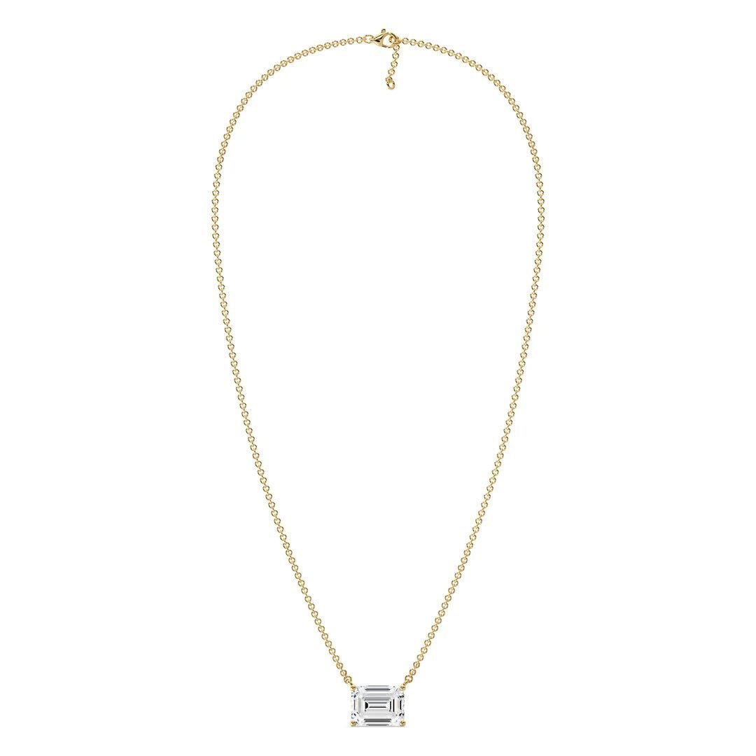 Emerald Solitaire Pendant Necklace - Image 3