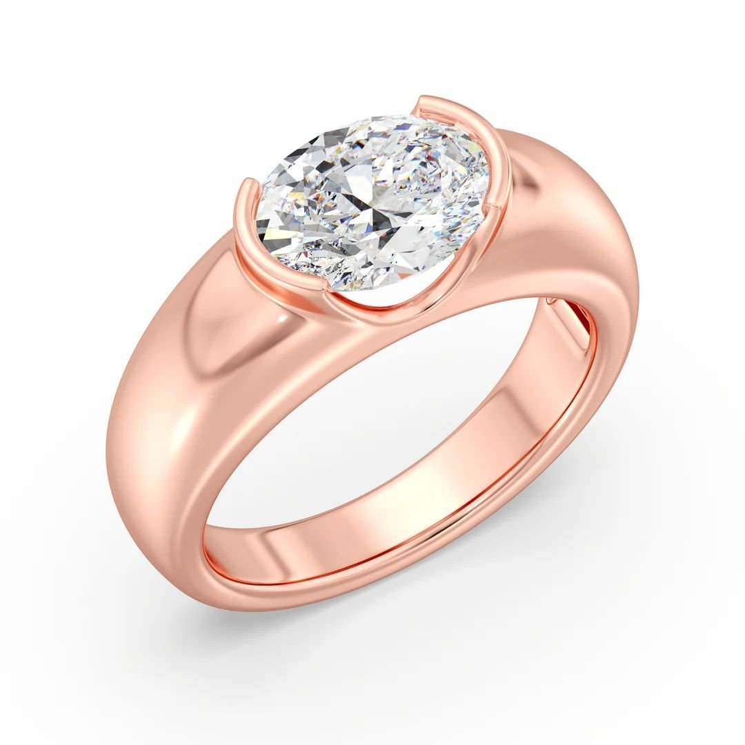 Oval Bezel Set Solitaire Ring - Image 12