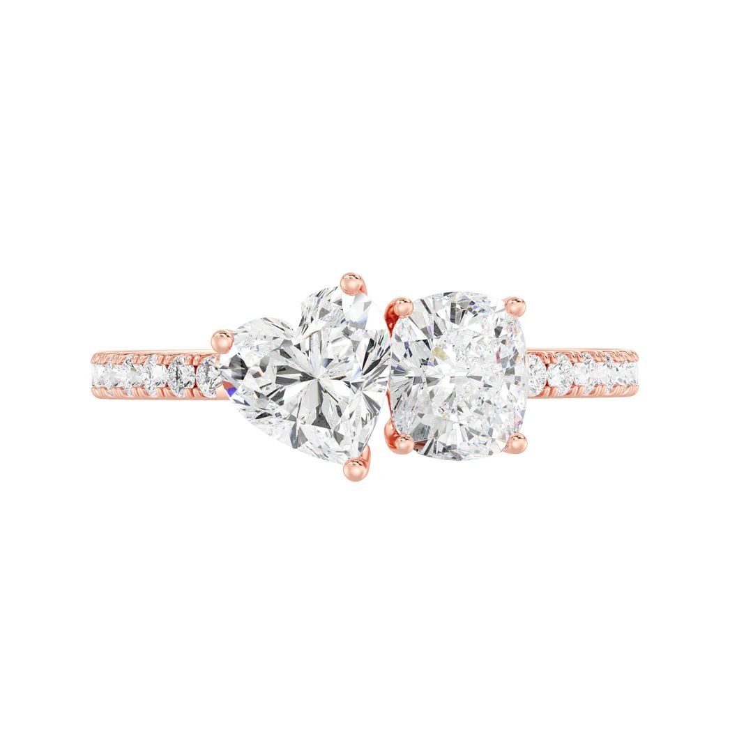 Heart & Cushion Two-Stone Toi et Moi Ring - Image 14