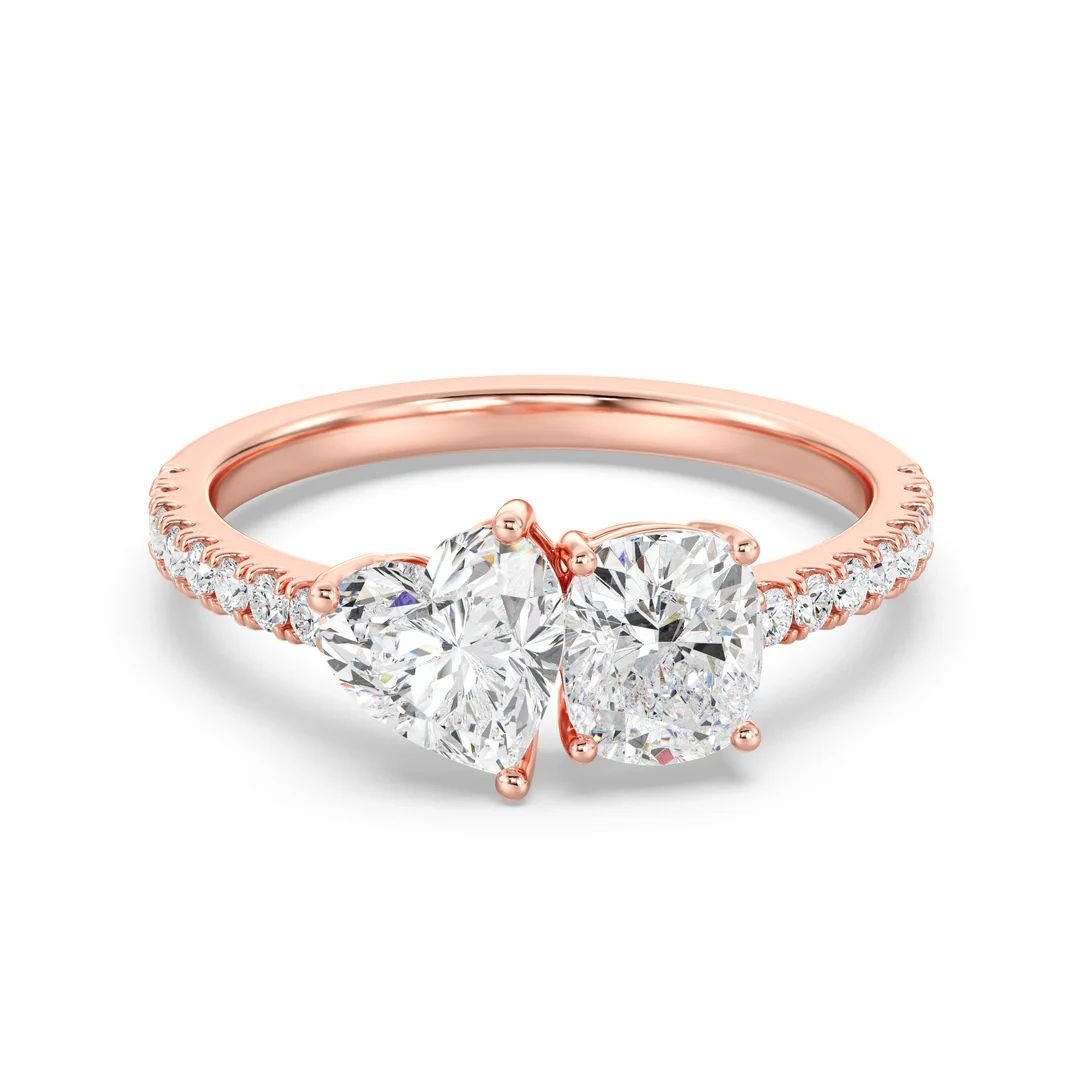 Heart & Cushion Two-Stone Toi et Moi Ring - Image 11