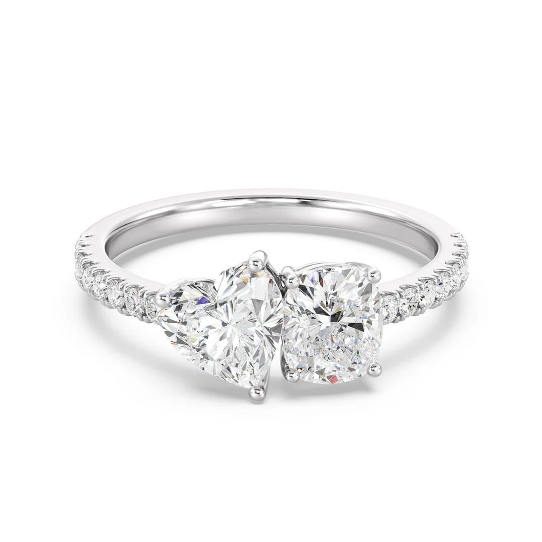 Heart & Cushion Two-Stone Toi et Moi Ring - Image 6