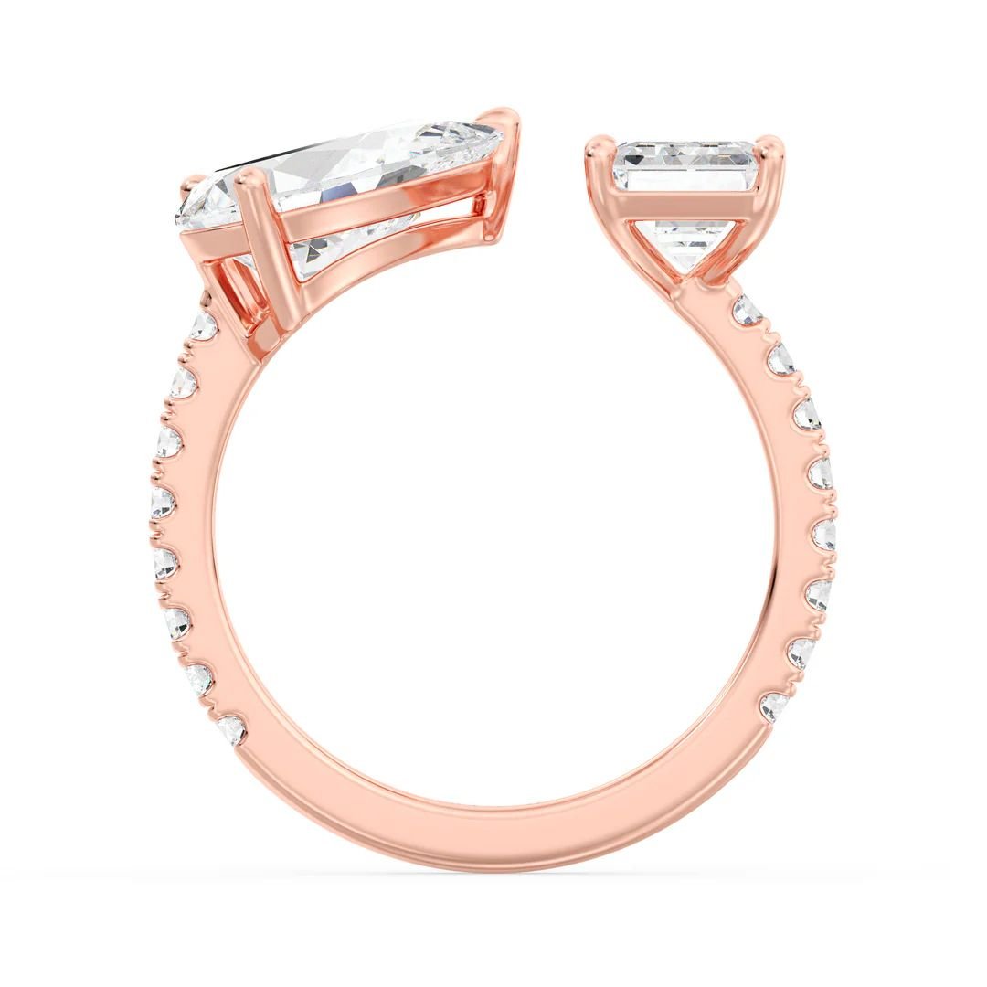 Toi et Moi Pear & Emerald Ring - Image 13