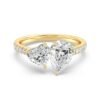 Toi et Moi Ring with Heart & Pear Halo Accents